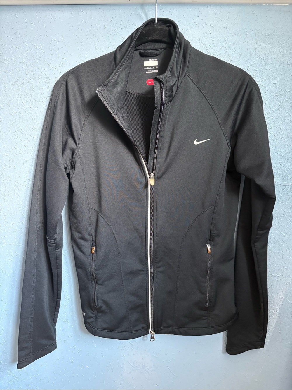 Nike Black Full-Zip Performance Jacket with White Swoosh